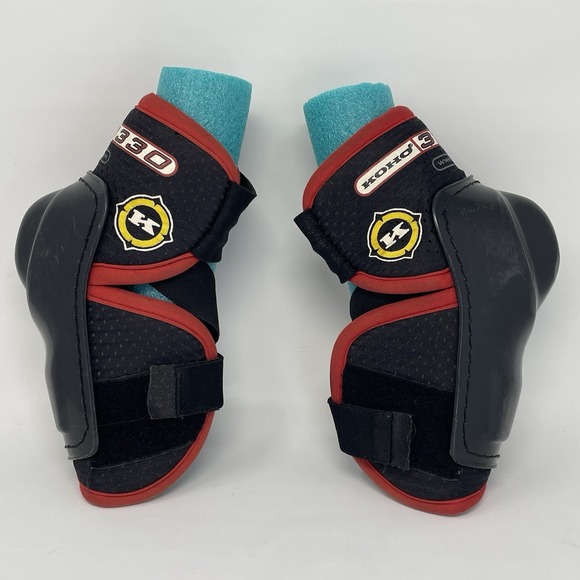 Koho Hockey Elbow Pads Senior XS / Junior L VTG 3330 Ice Roller Puck Black Red - Picture 1 of 13